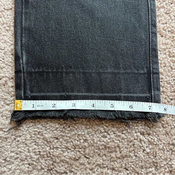 Zara High Rise Wide Frayed Hem Leg Black Denim Jeans Size 4 - Picture 12 of 12
